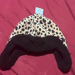 Leopard Print Kids Hat with Black Trim